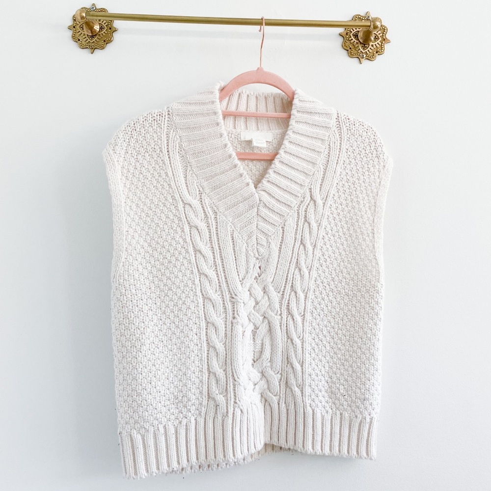 H&M Cream Cable Knit Sleeveless Sweater Vest